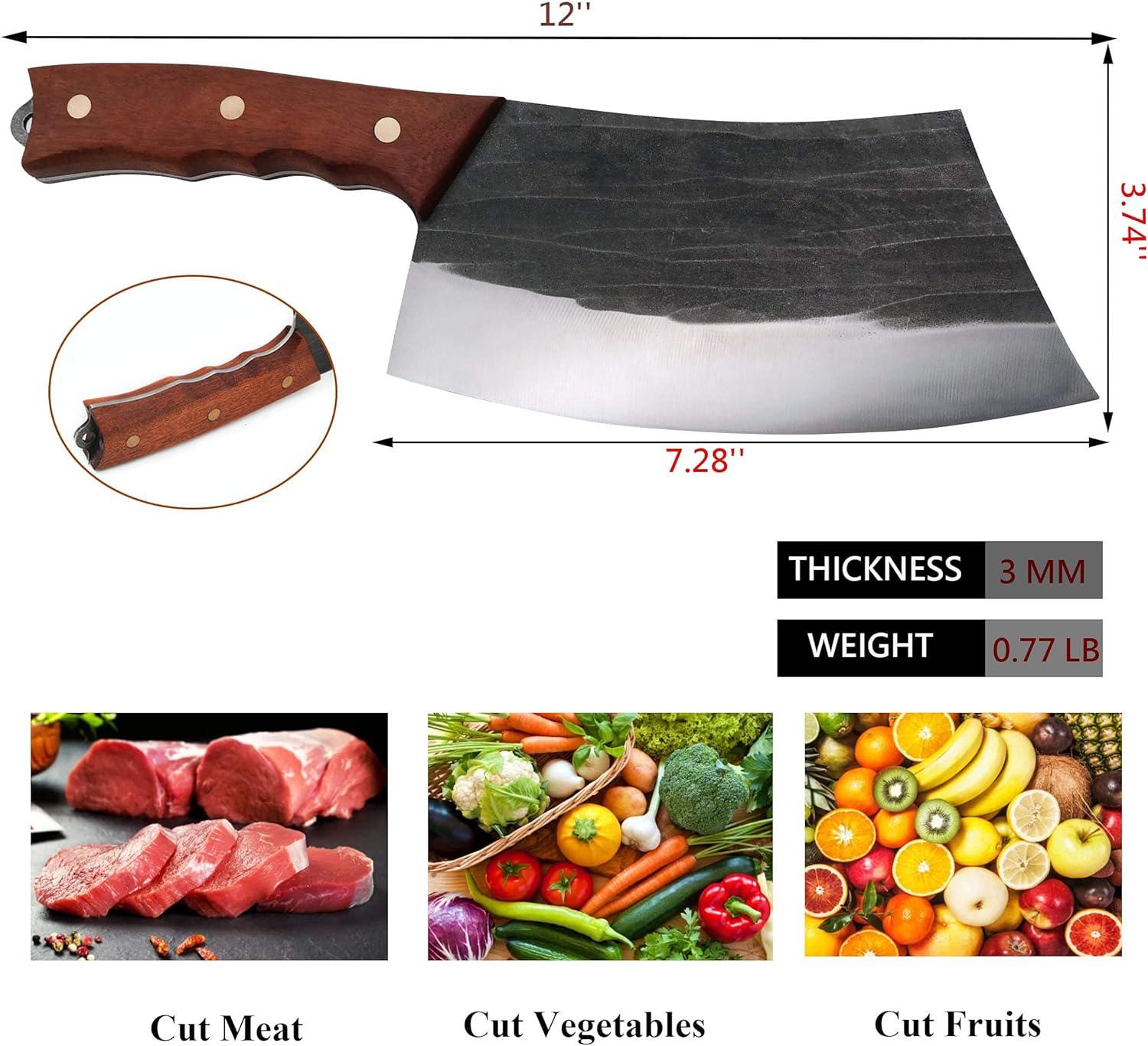 Kitory 7'' Forged Serbian Knife, Full Tang Blade - KITORY Cutlery