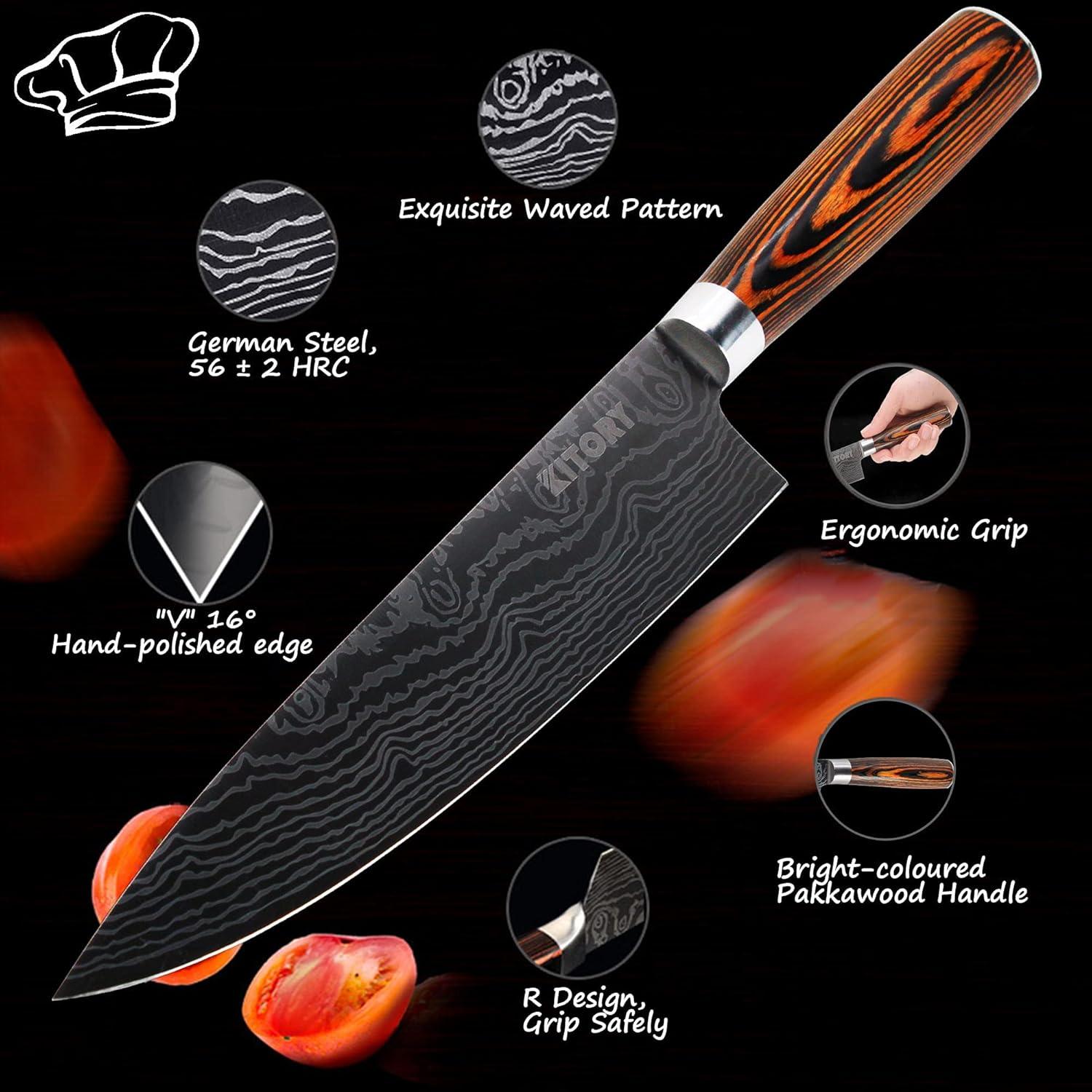 Kitory 8'' Chef Knife with Sheath, German High Carbon Stainless Steel - KITORY Cutlery