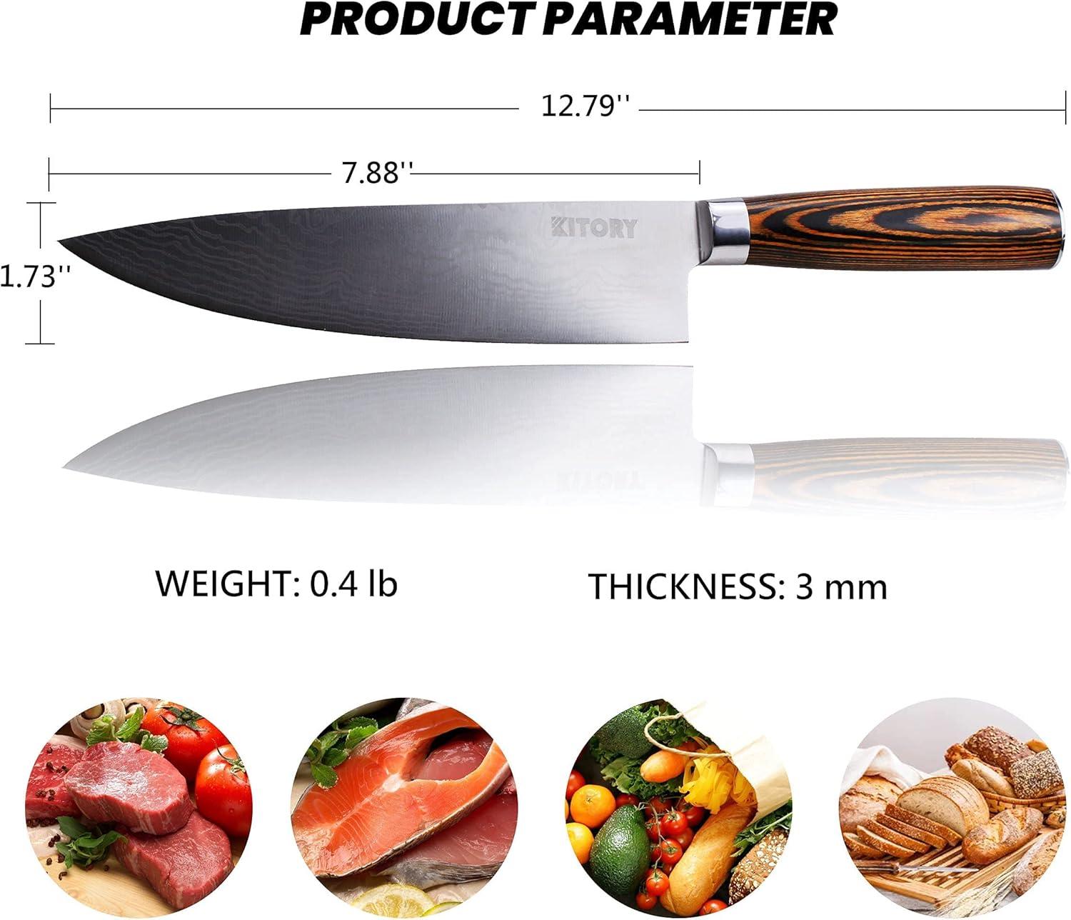 Kitory 8'' Chef Knife with Sheath, German High Carbon Stainless Steel - KITORY Cutlery