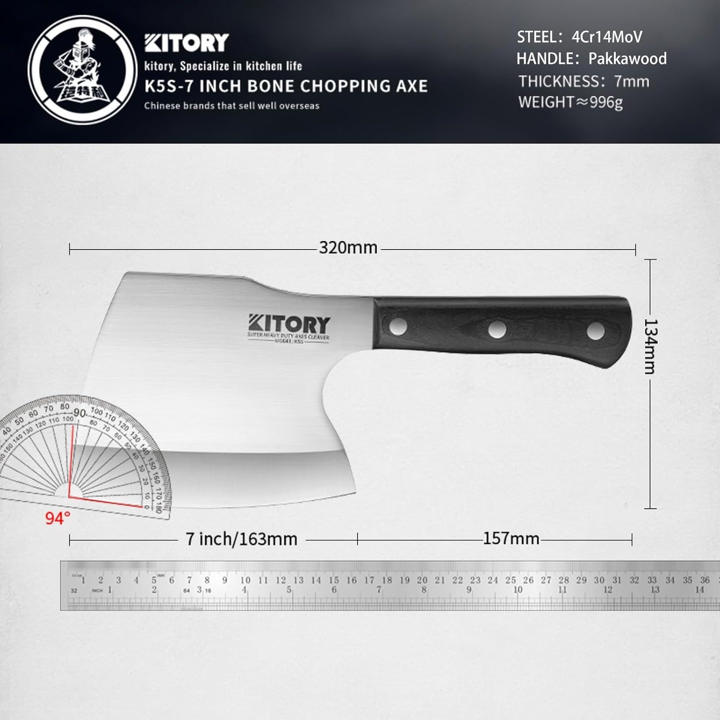 Kitory 6.3'' Super Heavy Duty Meat Cleaver - KITORY Cutlery