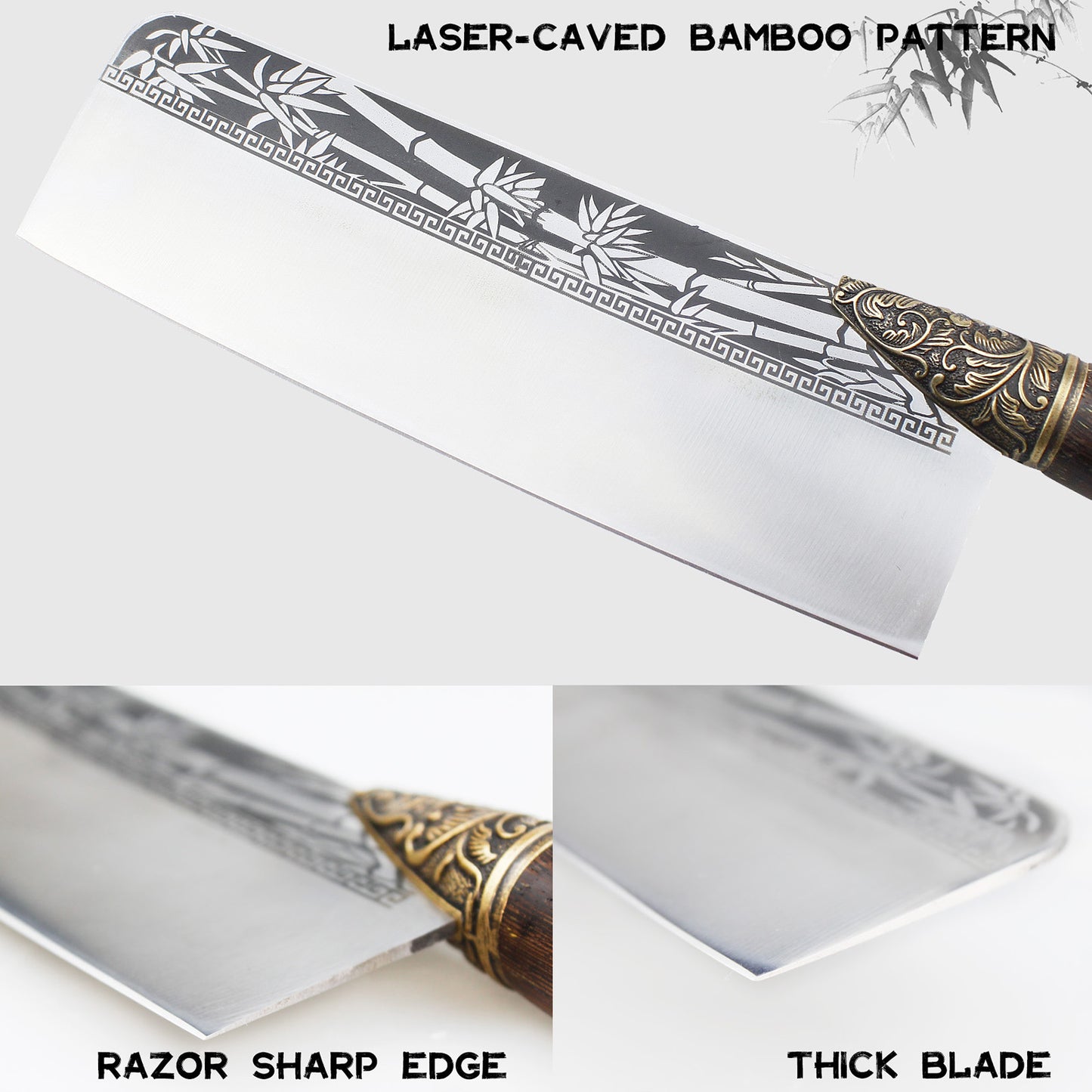Handmade Nakiri Knife, Vegetable Cleaver, Longquan Chopping Knife, Bamboo Blade Pattern, 7.5" 2025 Gifts For Women and Men