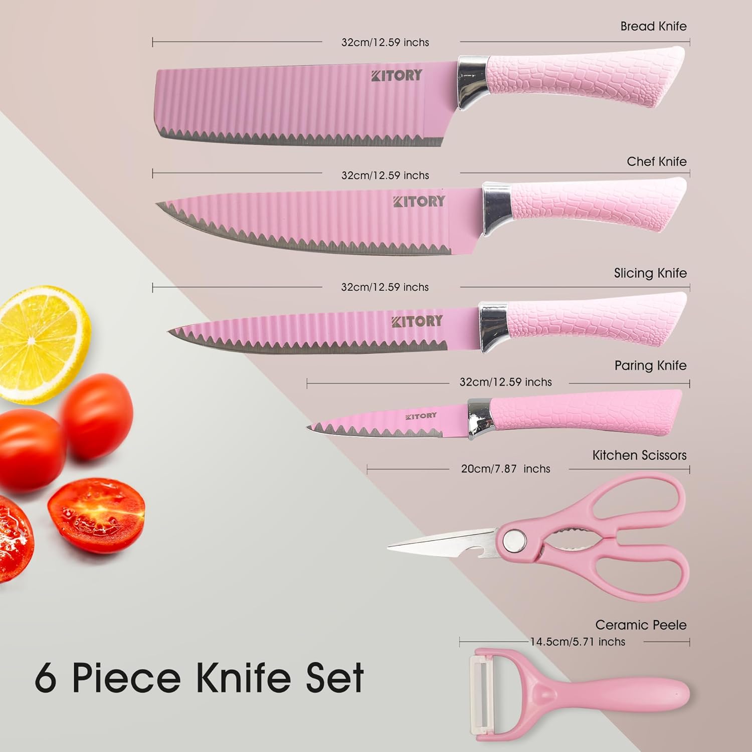 Kitory 6 Piece Pink Knife Set - KITORY Cutlery