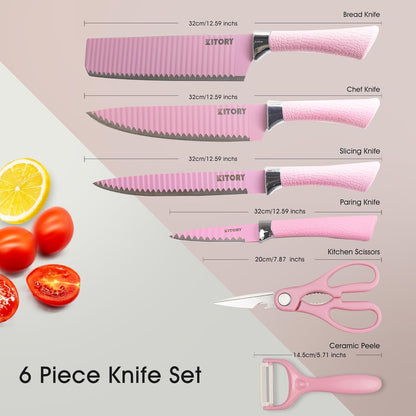 Kitory 6 Piece Pink Knife Set - KITORY Cutlery