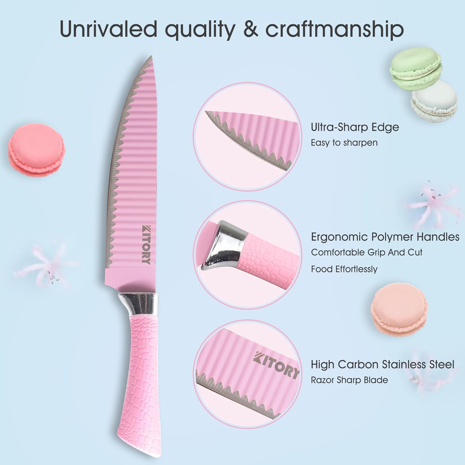 Kitory 6 Piece Pink Knife Set - KITORY Cutlery