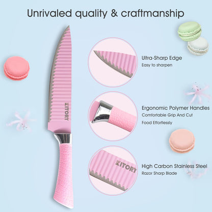 Kitory 6 Piece Pink Knife Set - KITORY Cutlery