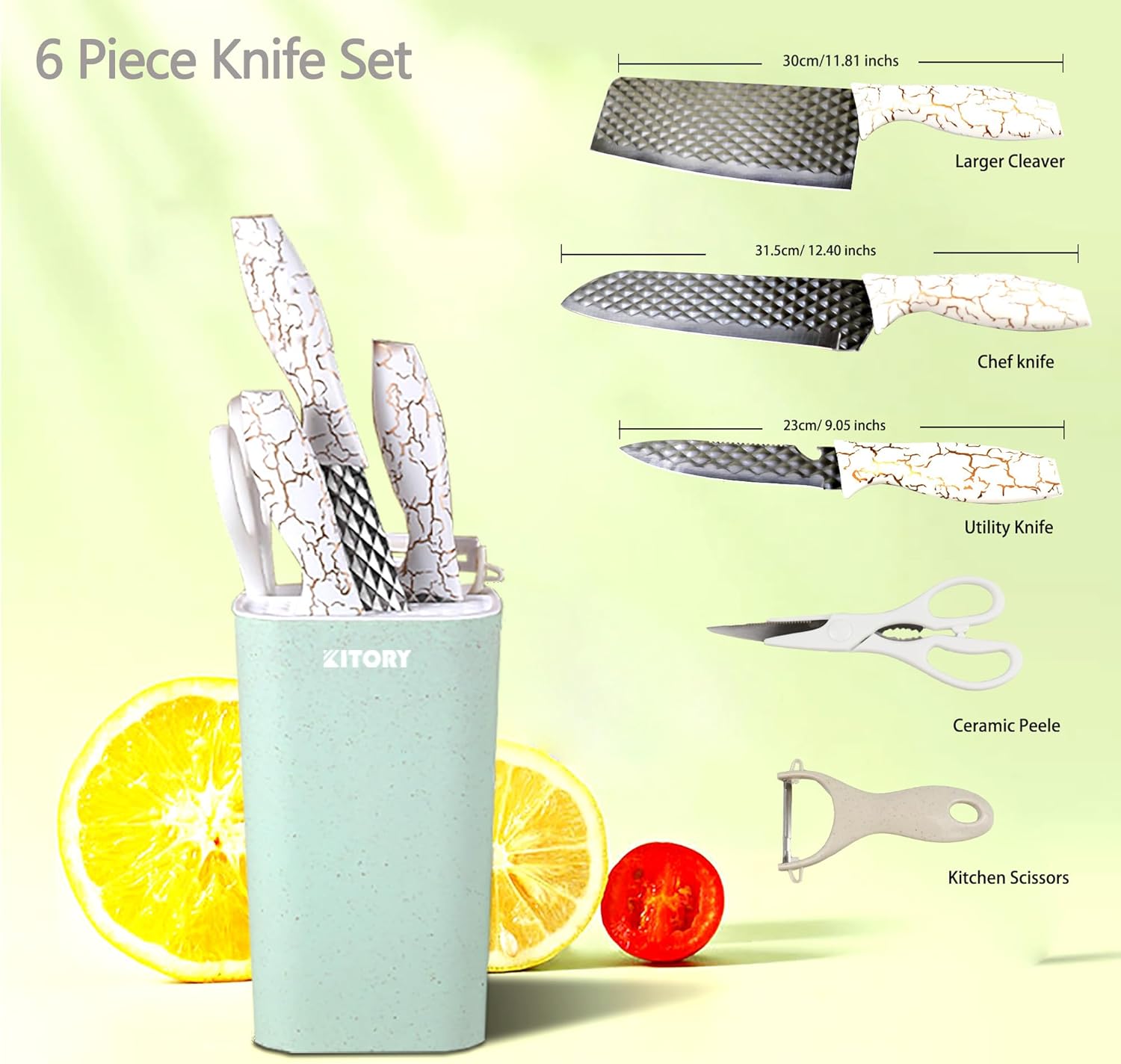 Kitory  6 Piece Cleaver Knife Sets with Knife Block - KITORY Cutlery
