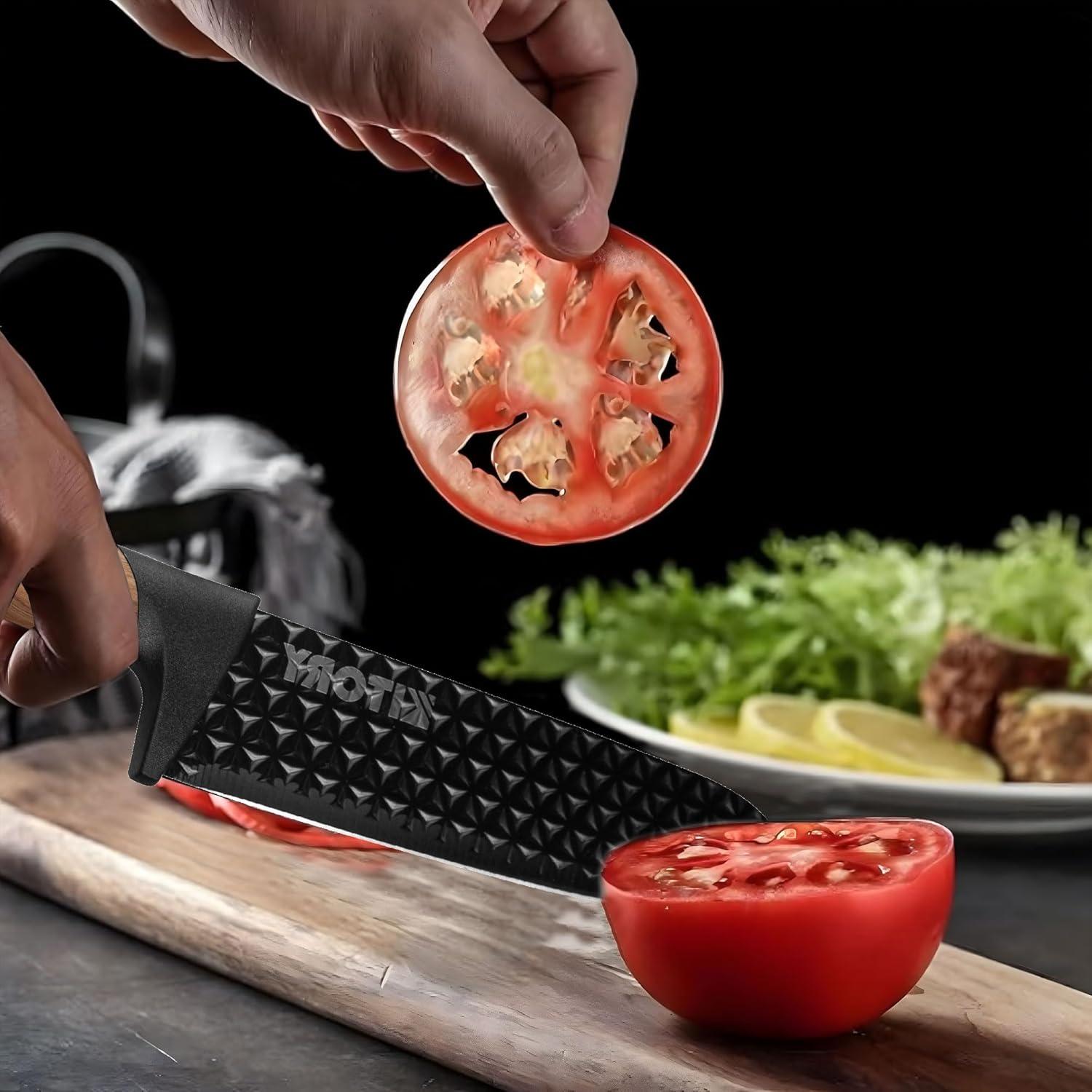 Kitory 5 Piece Embossed Knife Set, Non-Stick Kitchen Knives - KITORY Cutlery