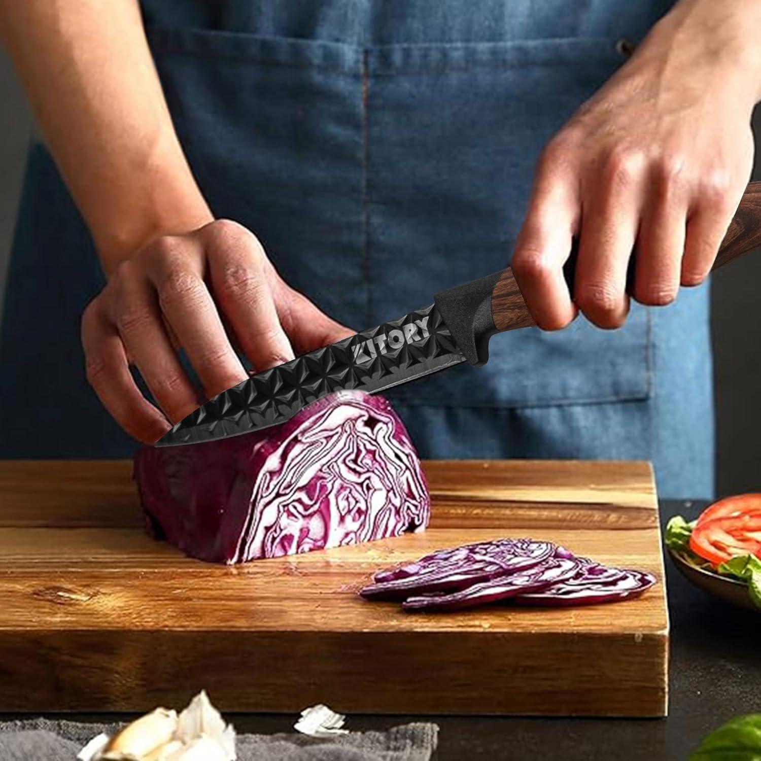 Kitory 5 Piece Embossed Knife Set, Non-Stick Kitchen Knives - KITORY Cutlery