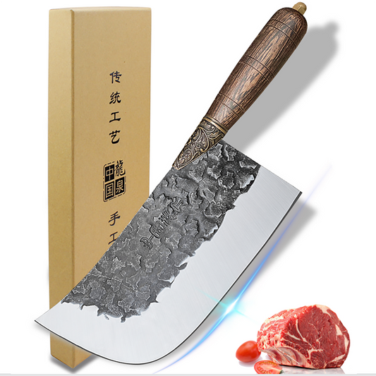 Long Quan Handmade Butcher Knife 8 Inch Wenge Wood Handle With Gift Box