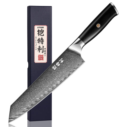 Damascus kiritsuke Knife, 8 Inch Ultra-Sharp Deluxe Kitchen Gyuto Knife, VG-10 67 Layers Damascus Steel kiritsuke Chef with Ergonomic Pakkawood Handle, Gift for kitchen lovers - KITORY Cutlery