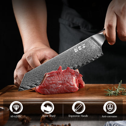 Damascus kiritsuke Knife, 8 Inch Ultra-Sharp Deluxe Kitchen Gyuto Knife, VG-10 67 Layers Damascus Steel kiritsuke Chef with Ergonomic Pakkawood Handle, Gift for kitchen lovers - KITORY Cutlery