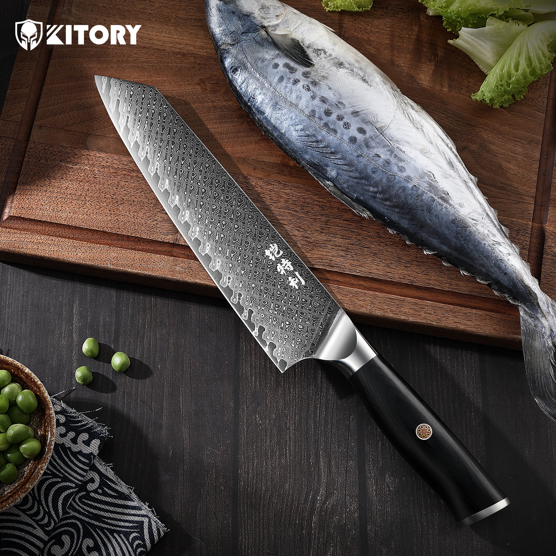 Damascus kiritsuke Knife, 8 Inch Ultra-Sharp Deluxe Kitchen Gyuto Knife, VG-10 67 Layers Damascus Steel kiritsuke Chef with Ergonomic Pakkawood Handle, Gift for kitchen lovers - KITORY Cutlery