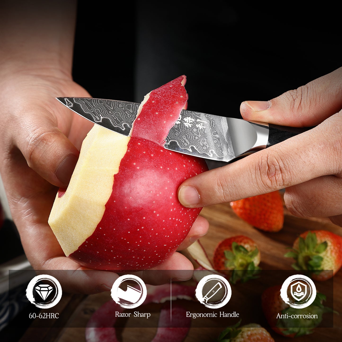 Japanese Damascus Paring Knife VG10 Damascus Steel Ultra Sharp 67 Layers Kitchen Paring Knife with Ergonomic Pakkawood Handle - Unique Gift for Men & Women (3.5 Inch Paring Knife) - KITORY Cutlery