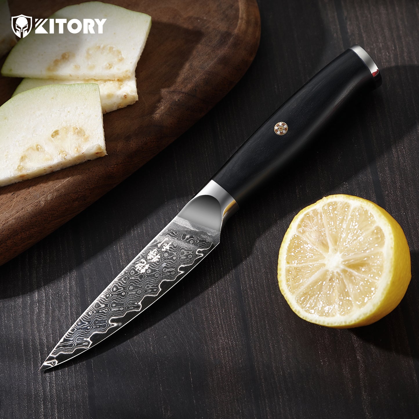Japanese Damascus Paring Knife VG10 Damascus Steel Ultra Sharp 67 Layers Kitchen Paring Knife with Ergonomic Pakkawood Handle - Unique Gift for Men & Women (3.5 Inch Paring Knife) - KITORY Cutlery