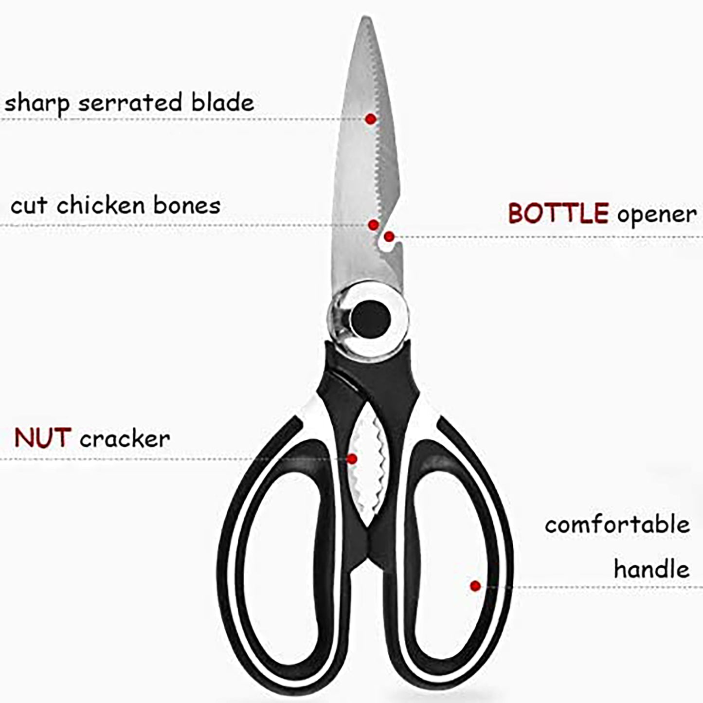 Kitory Kitchen Shears Multi Purpose Scissors Black