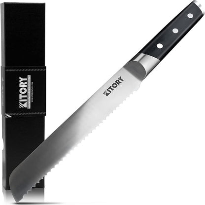 Kitory Bread Knife 8 Inch Forged German High Carbon Steel Mirror Finish Handle