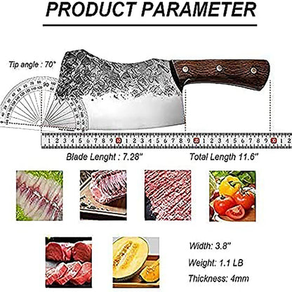 ZENG JIA DAO Bone Chopping Knife 7 Inch With Solid Wood Handle