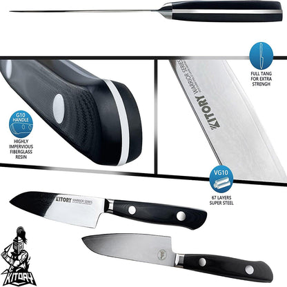 Kitory 7'' Damascus Santoku Knife, VG10 67-Layers Super Steel - KITORY Cutlery
