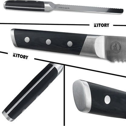 Kitory Bread Knife 8 Inch Forged German High Carbon Steel Matter Finish Handle