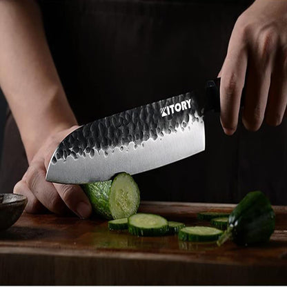 Kitory Japanese Santoku Knife 7 Inch Clad Steel With Gift Box