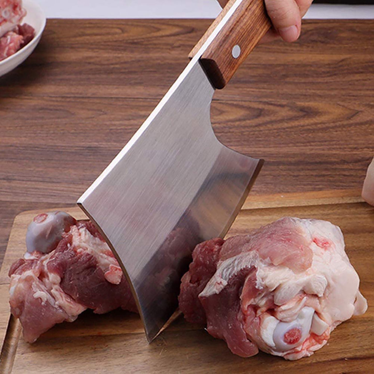 Kitory Heavy Duty Meat Cleaver Full Tang Wooden Handle