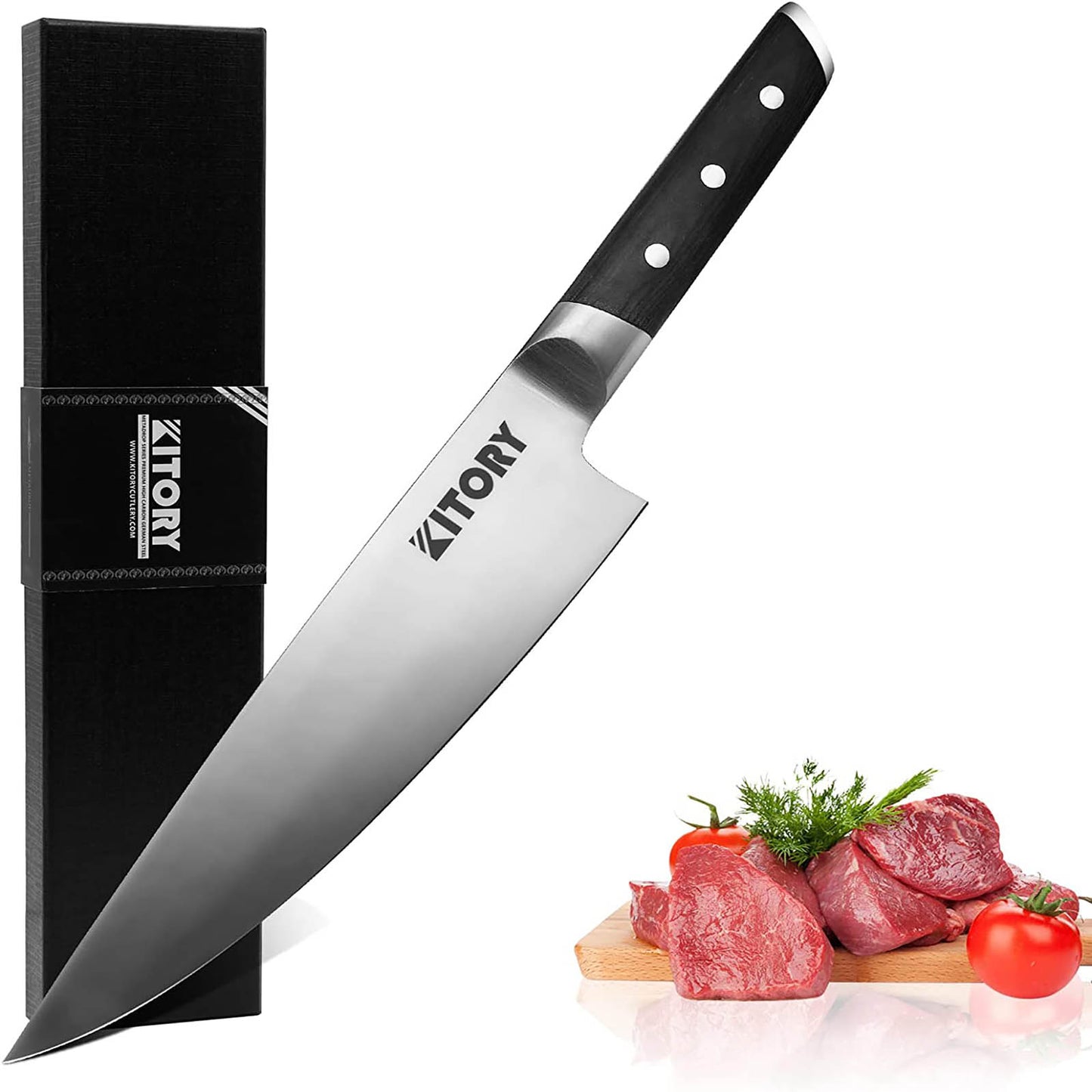 HALOYIVGO 8 inch Chef Knife, Hand Forged Professional Chef's Knife with Pakkawood Handle, AUS-8 High Carbon Stainless Steel, Kitchen Meat Vegetable