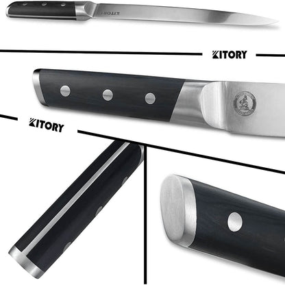 Kitory Carving Knife 12 Inch Forged German High Carbon Steel Matter Finish Handle