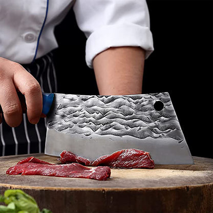 ZENG JIA DAO Vegetable Cleaver Knife 7 Inch Blue Resin Handle