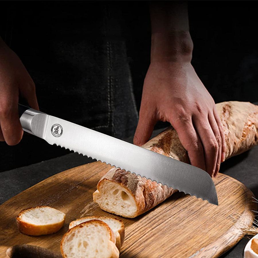 Kitory Bread Knife 8 Inch Forged German High Carbon Steel Mirror Finish Handle