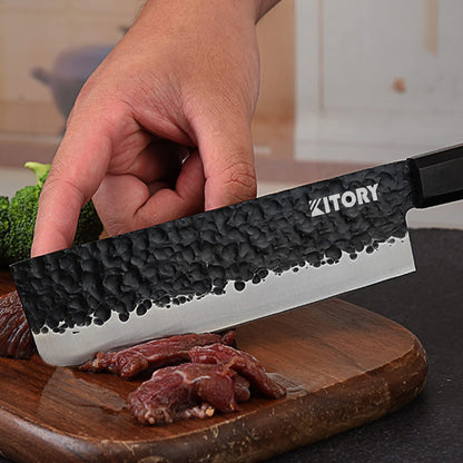 Kitory Japanese Nakiri Knife 7 Inch Clad Steel With Gift Box