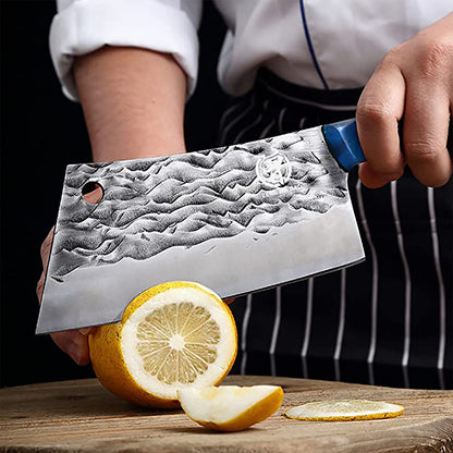ZENG JIA DAO Vegetable Cleaver Knife 7 Inch Blue Resin Handle
