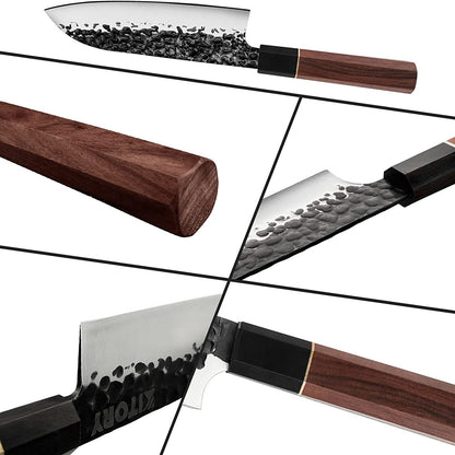 Kitory Japanese Santoku Knife 7 Inch Clad Steel With Gift Box