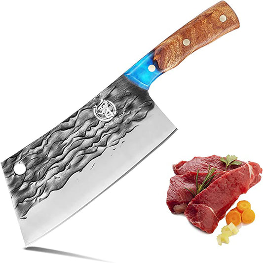 ZENG JIA DAO Vegetable Cleaver Knife 7 Inch Blue Resin Handle