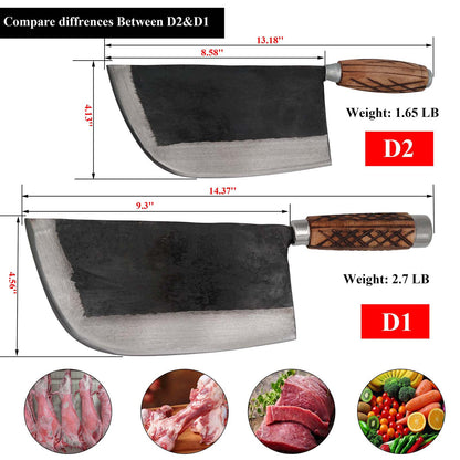 Kitory Forged Butcher Knife 8.5 Inch 12 MM Thick Rail Steel Blade