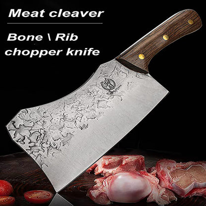 ZENG JIA DAO Bone Chopping Knife 7 Inch With Solid Wood Handle
