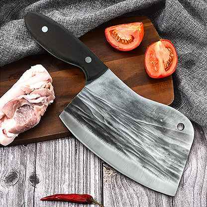 Hand Forged Cleaver Knife Bone Cutting 7 Inch High Carbon Steel Heavy Duty  Meat Butcher Knife Full Tang Chef Knife for Kitchen or Restaurant 