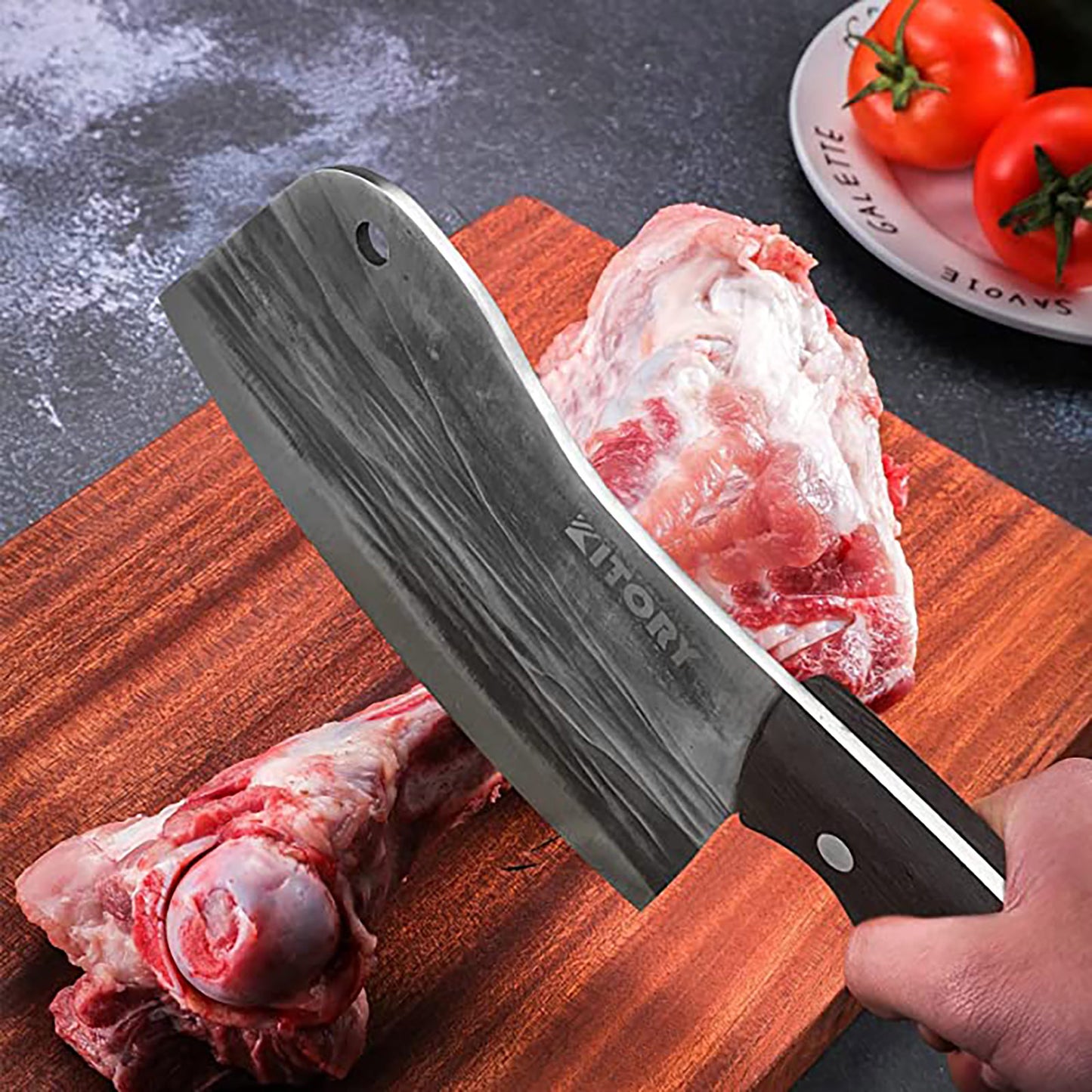 Kitory Cleaver Knife 7 Inch High Carbon Steel Full Tang