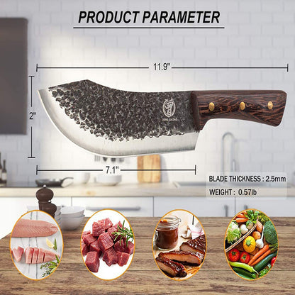 ZENG JIA DAO Butcher Knife 7 Inch Vacuum Treated High Carbon Steel