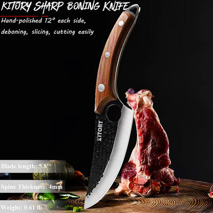 Kitory Boning Knife Forged Butcher Meat Cleaver 6 Inch Full Tang