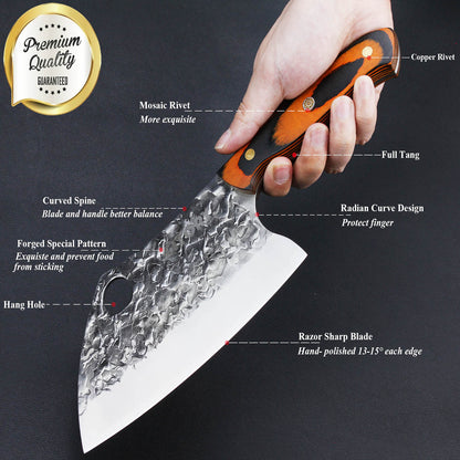 Kitory Forged Serbian Knife Full Tang High Carbon Steel
