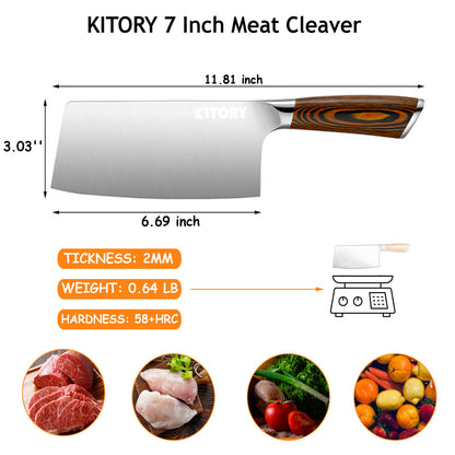 Kitory Meat Cleaver 7 Inch German High Carbon Stainless Steel