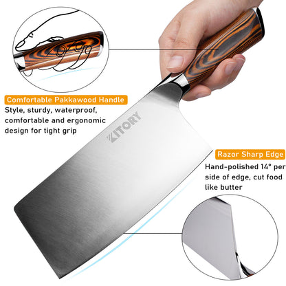 Kitory Meat Cleaver 7 Inch German High Carbon Stainless Steel