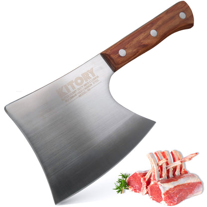 Kitory Heavy Duty Meat Cleaver Full Tang Wooden Handle