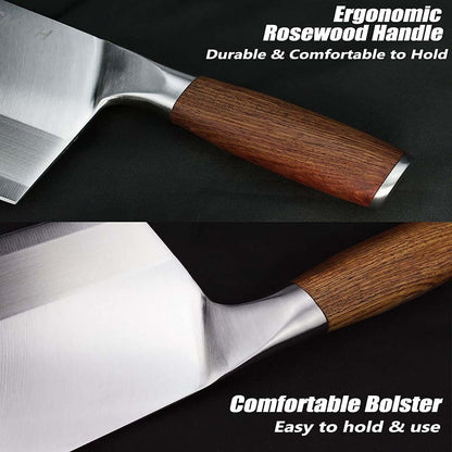 BLADESMITH Multipurpose Chinese Cleaver 8 Inch With Rosewood Handle