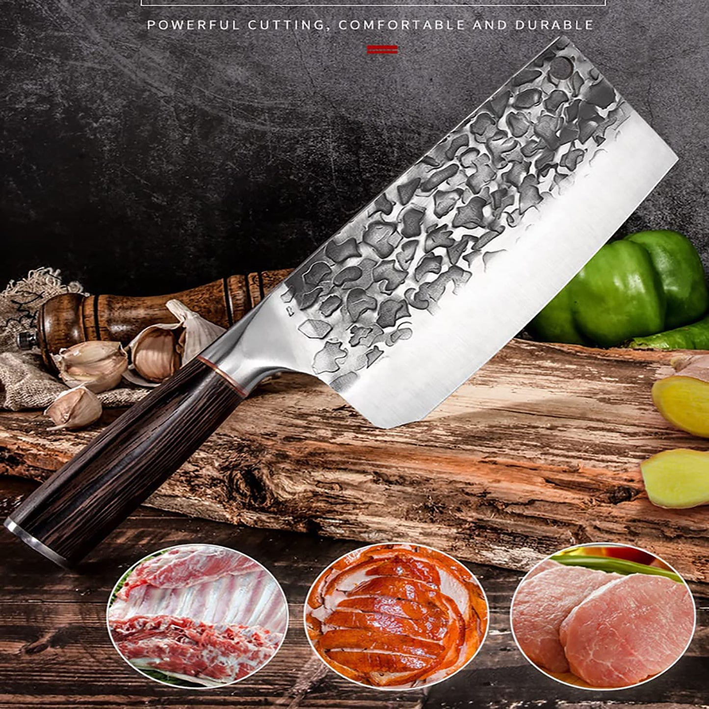 ZENG JIA DAO Meat Cleaver Knife 8 Inch High Carbon Steel With Gift Box