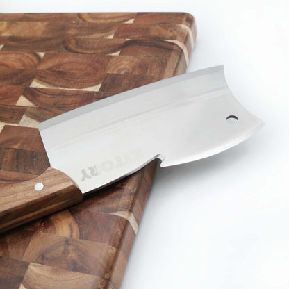 Kitory Butcher Knife Multi-Purpose Dual Edges With Pearwood Handle