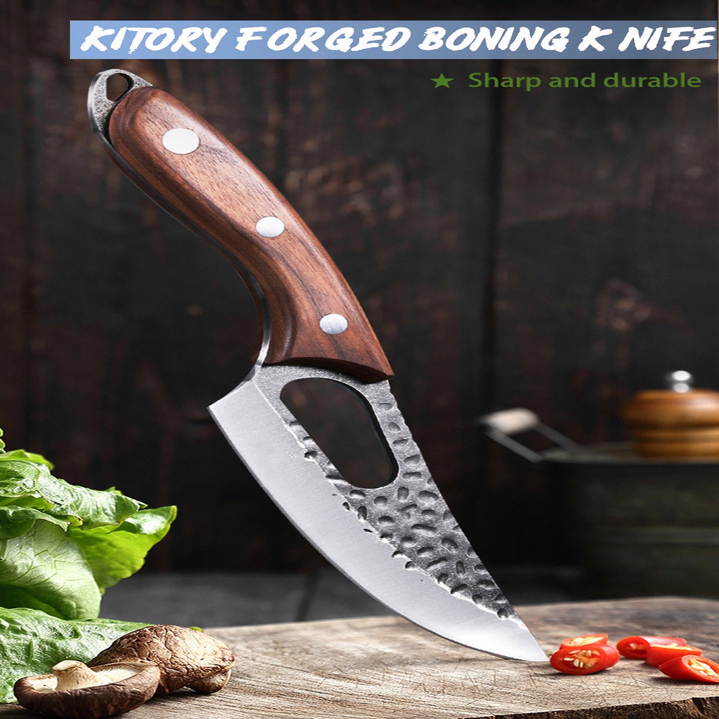 Kitory Viking Knife Forged Boning Knife Butcher Meat Cleaver 6 Inch