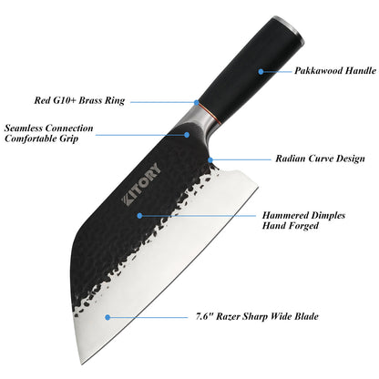 Kitory Multipurpose Serbian Meat Cleaver 7.5 Inch High Carbon Steel With Wengewood Handle